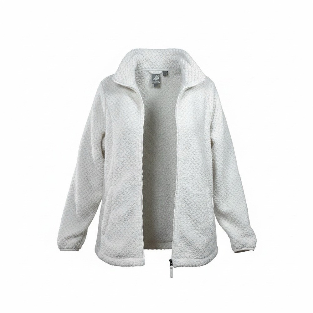 Free2B Butter Pile Fleece Jacket Women's Large Full Zip Ivory Cozy Soft Full Zip
